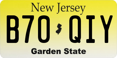 NJ license plate B70QIY