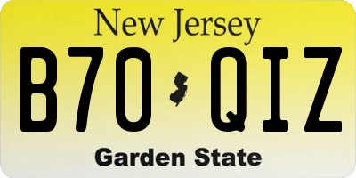 NJ license plate B70QIZ