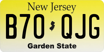 NJ license plate B70QJG