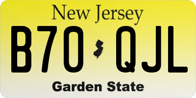 NJ license plate B70QJL