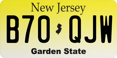 NJ license plate B70QJW