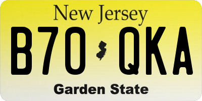 NJ license plate B70QKA
