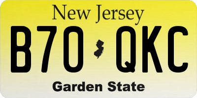 NJ license plate B70QKC