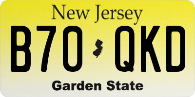 NJ license plate B70QKD