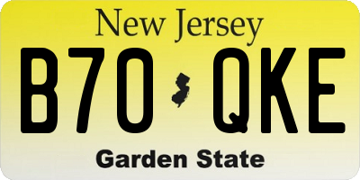 NJ license plate B70QKE