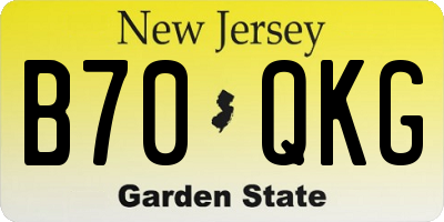 NJ license plate B70QKG