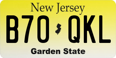 NJ license plate B70QKL