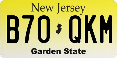 NJ license plate B70QKM