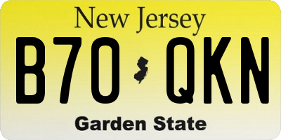 NJ license plate B70QKN