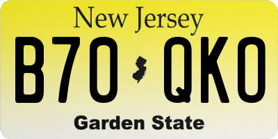 NJ license plate B70QKO