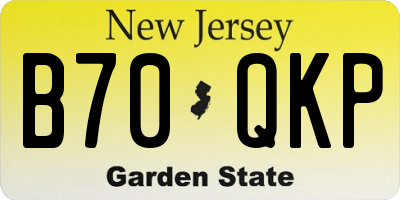 NJ license plate B70QKP