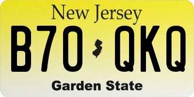 NJ license plate B70QKQ