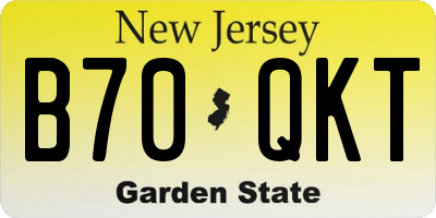 NJ license plate B70QKT