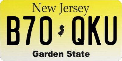 NJ license plate B70QKU