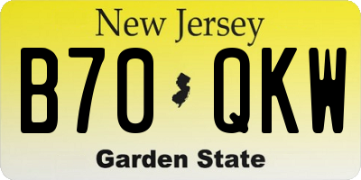 NJ license plate B70QKW
