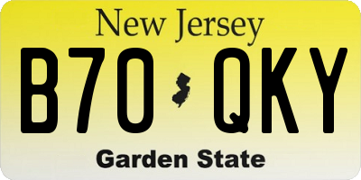 NJ license plate B70QKY