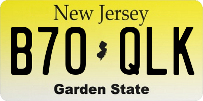 NJ license plate B70QLK
