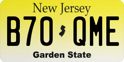 NJ license plate B70QME