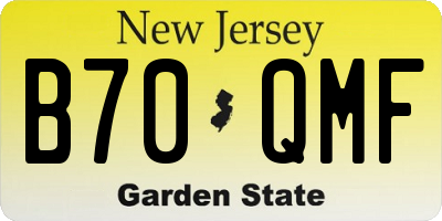 NJ license plate B70QMF