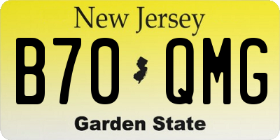NJ license plate B70QMG