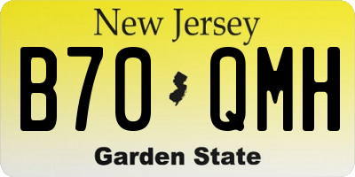 NJ license plate B70QMH