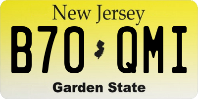 NJ license plate B70QMI