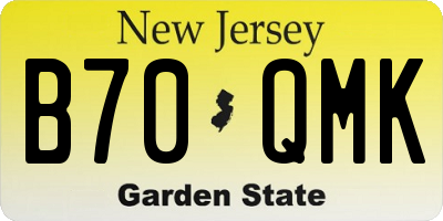 NJ license plate B70QMK
