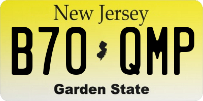 NJ license plate B70QMP