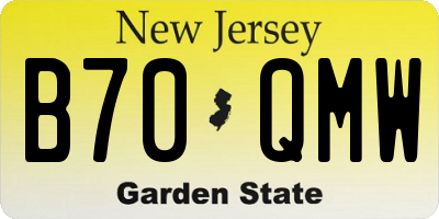 NJ license plate B70QMW