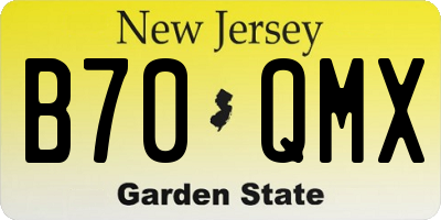 NJ license plate B70QMX