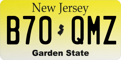 NJ license plate B70QMZ