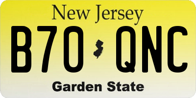 NJ license plate B70QNC