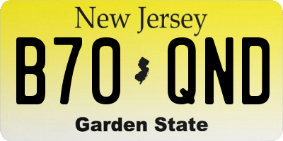NJ license plate B70QND