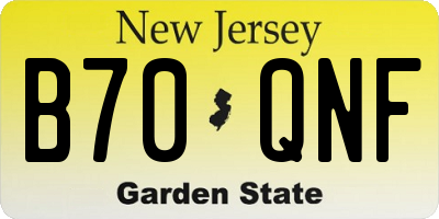 NJ license plate B70QNF