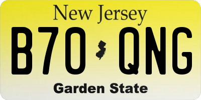 NJ license plate B70QNG
