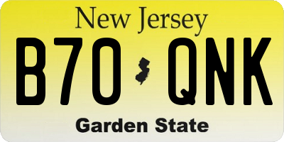 NJ license plate B70QNK