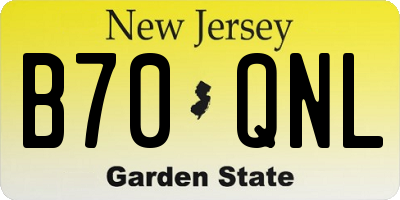NJ license plate B70QNL