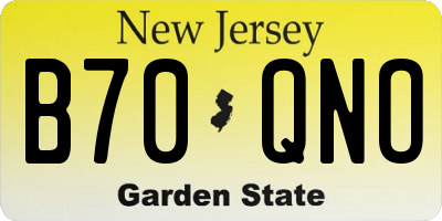 NJ license plate B70QNO