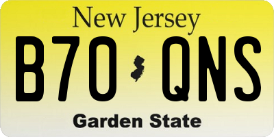 NJ license plate B70QNS