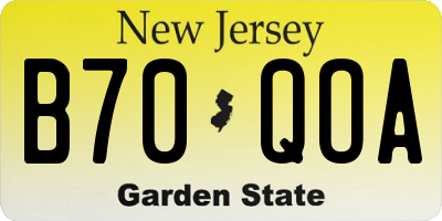 NJ license plate B70QOA