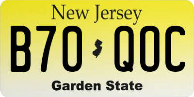 NJ license plate B70QOC