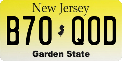 NJ license plate B70QOD