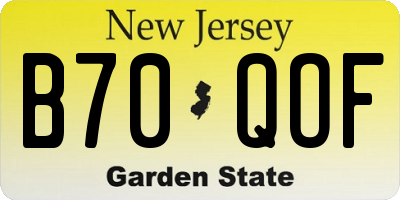 NJ license plate B70QOF
