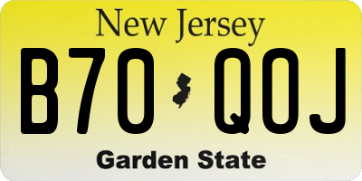 NJ license plate B70QOJ