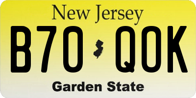 NJ license plate B70QOK