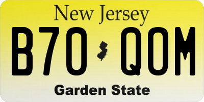 NJ license plate B70QOM