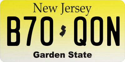 NJ license plate B70QON