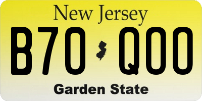 NJ license plate B70QOO