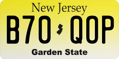 NJ license plate B70QOP