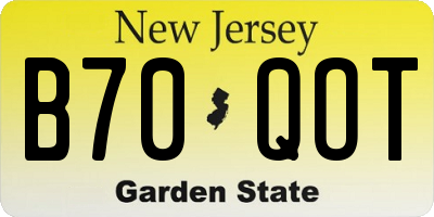 NJ license plate B70QOT